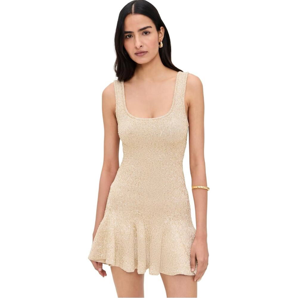 LoveShackFancy Sarajane Dress in Honey Gold Small